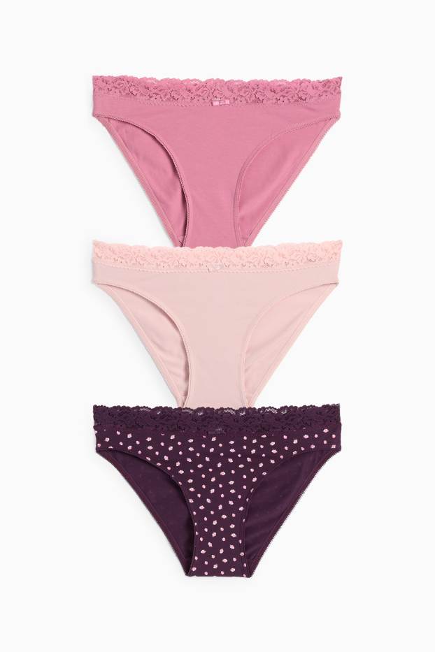 Dames - Set van 3 - slip - paars