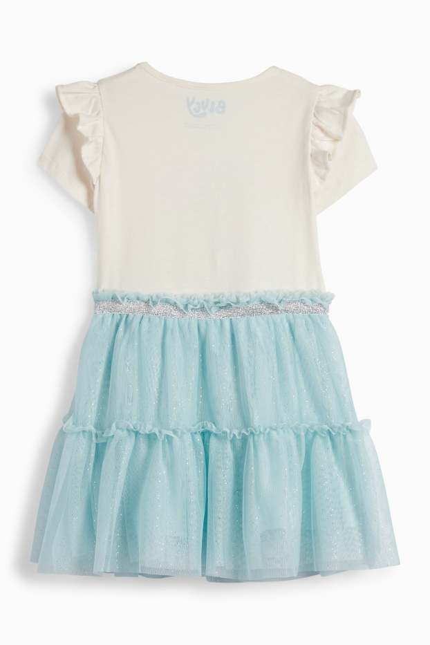 Kinderen: meisjes - Bluey - jurk - glanseffect - crème wit