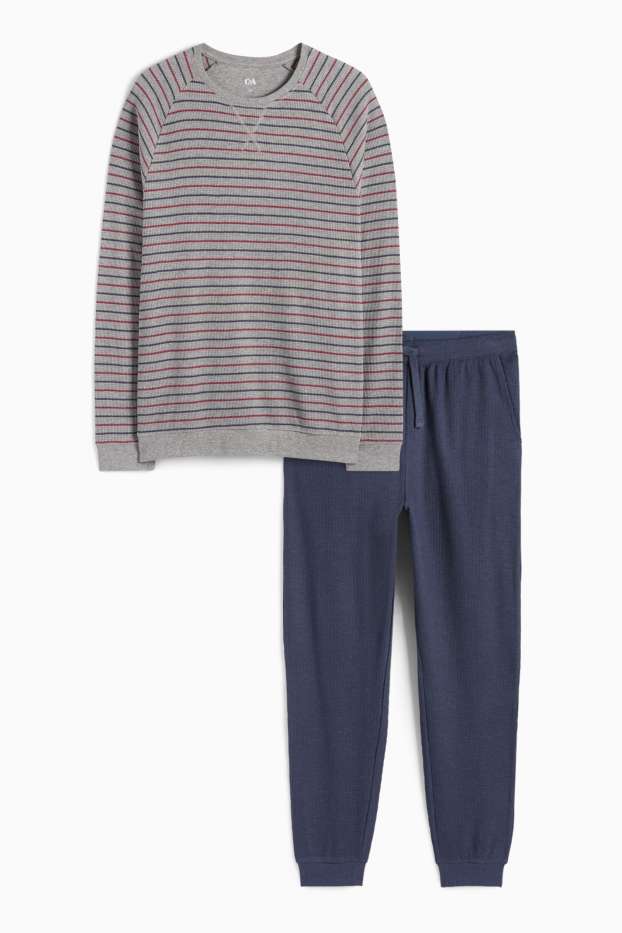 Men - Pyjamas - textured - dark gray