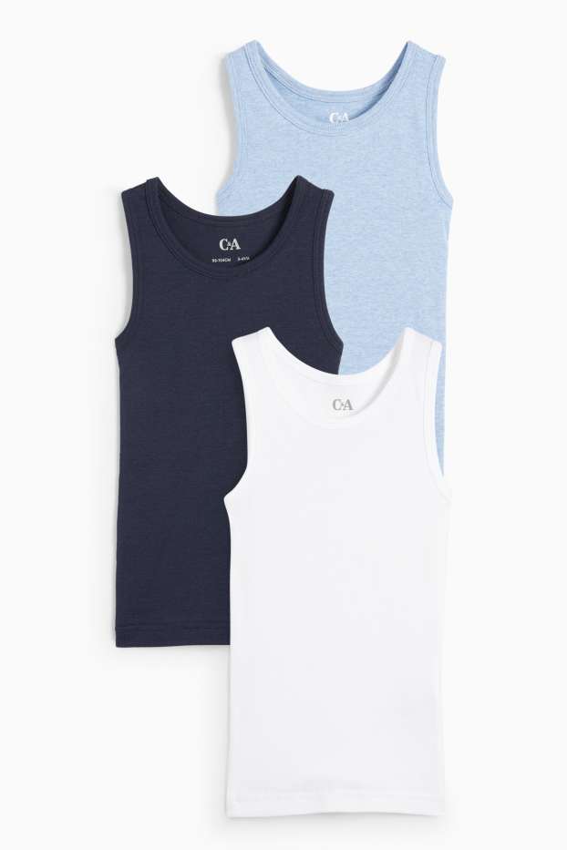 Enfants garçons - Lot de 3 - maillots de corps - bleu foncé