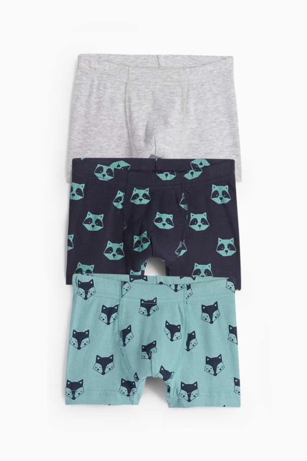 Niños - Pack de 3 - zorros y mapaches - bóxeres - de canalé - azul oscuro
