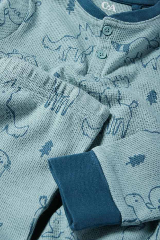 Kinderen: jongens - Wilde dieren - pyjama - 2-delig - met structuur - blauw