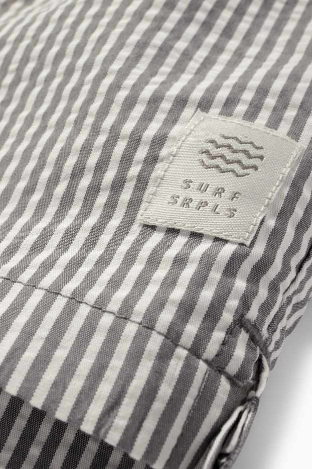 Men - Swim shorts - striped - white / gray