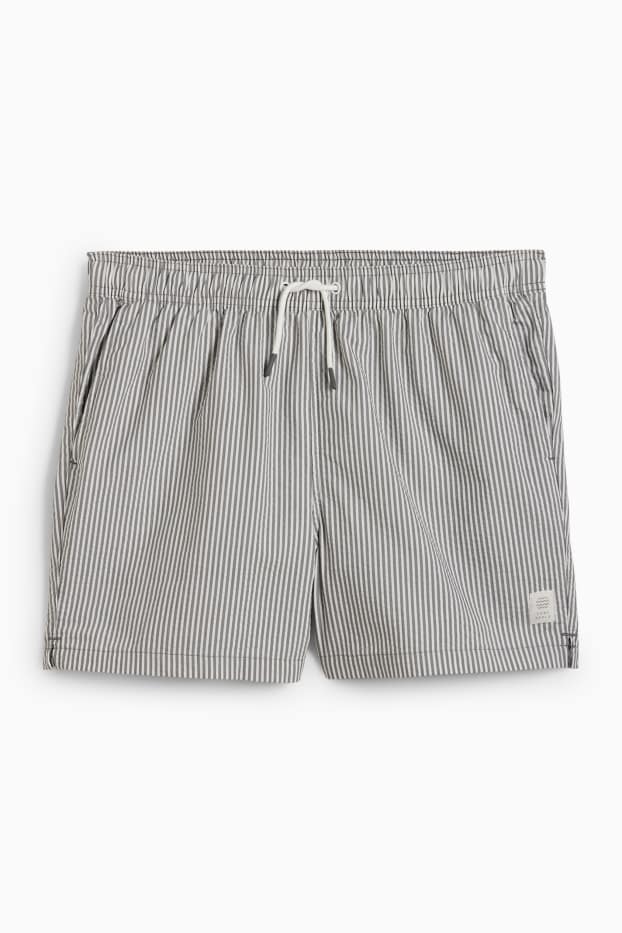Men - Swim shorts - striped - white / gray