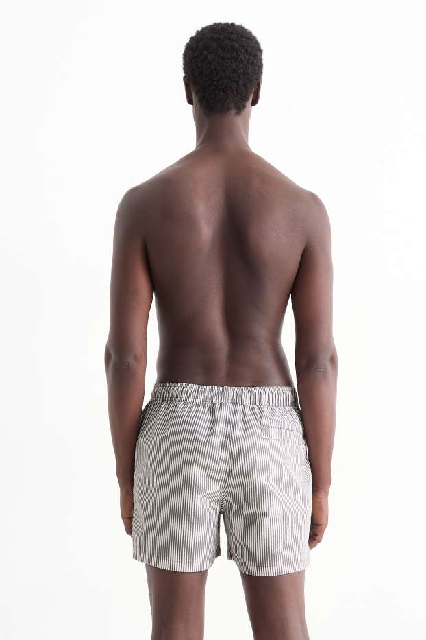 Men - Swim shorts - striped - white / gray