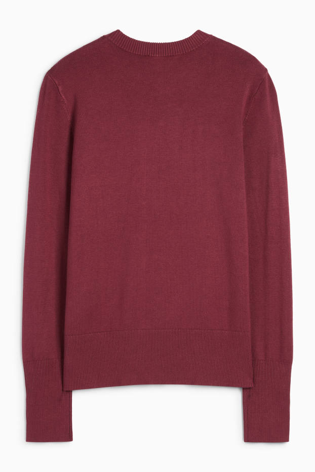 Damen - Feinstrick-Pullover - bordeaux