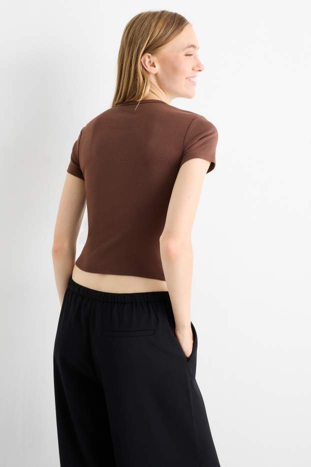 Women - T-shirt - slim fit - brown