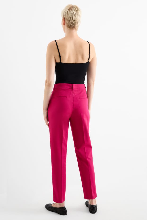 Mujer - Pantalón de oficina - mid waist - slim fit - rosa oscuro