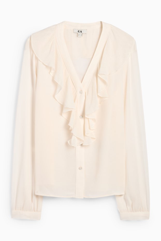 Women - V-neck blouse - cremewhite