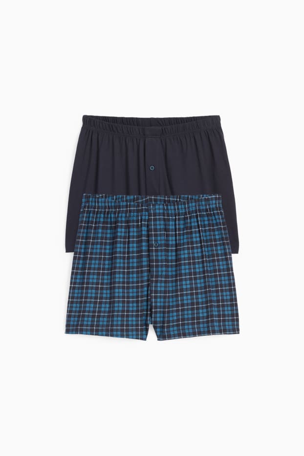 Hommes - Lot de 2 - caleçons - jersey - bleu foncé