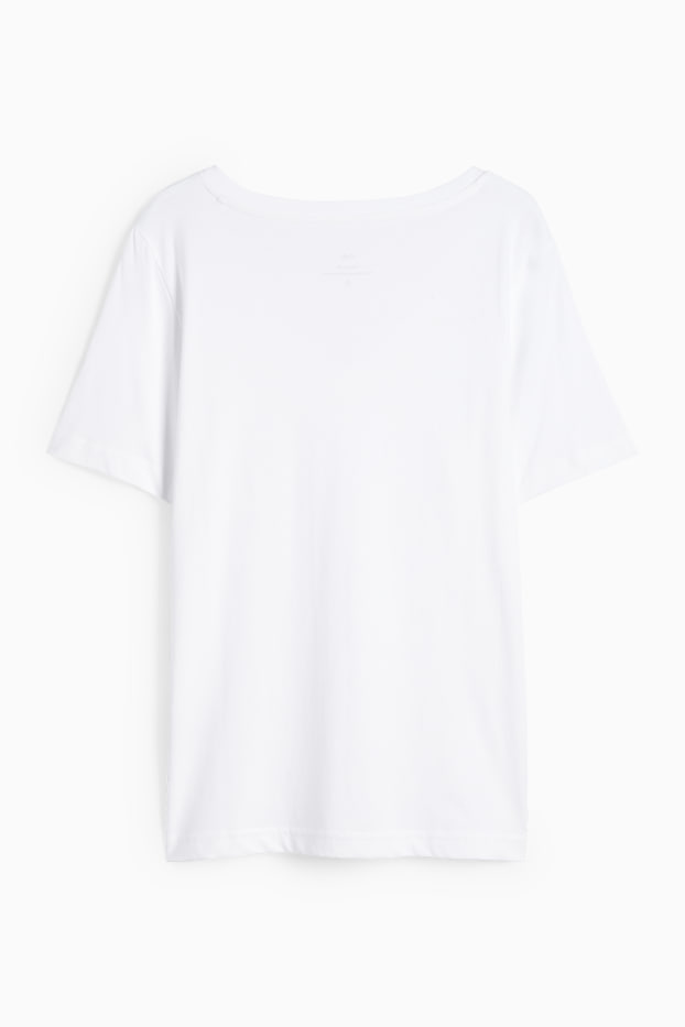 Femei - Tricou cu decolteu în V - Regular fit - alb