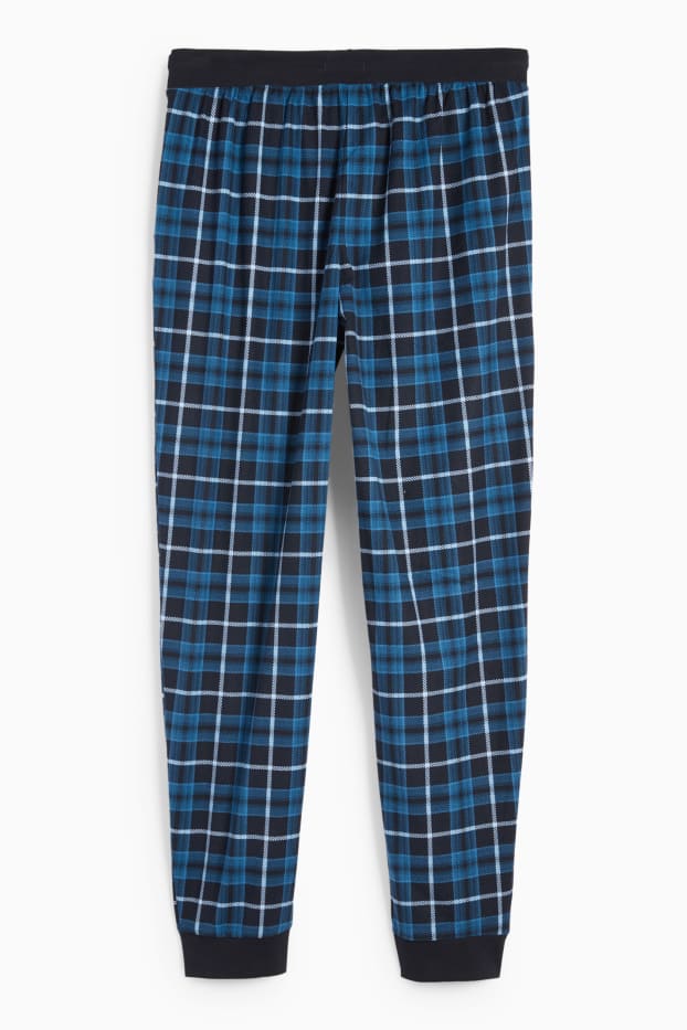 Hommes - Pantalon de pyjama en flanelle - à carreaux - bleu foncé