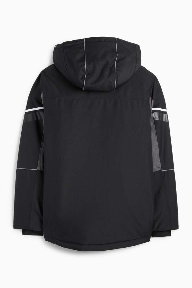 Bambini - Giacca da sci con cappuccio - impermeabile - nero