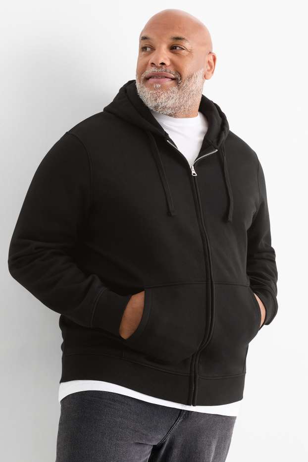 Herren - Sweatjacke mit Kapuze - schwarz