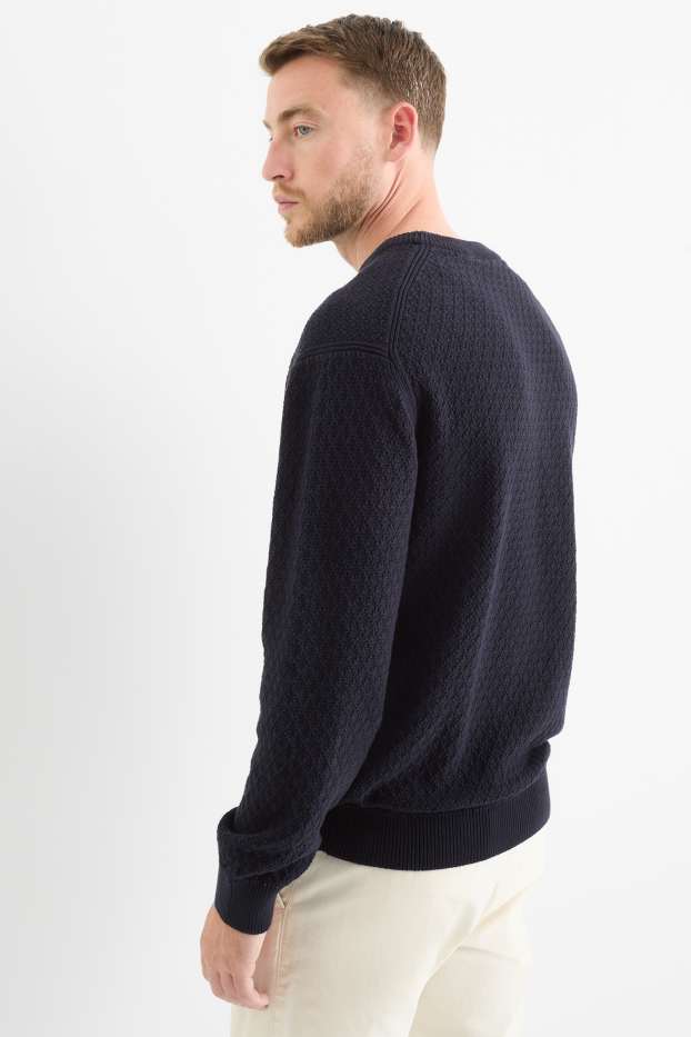 Herren - Pullover - strukturiert - dunkelblau