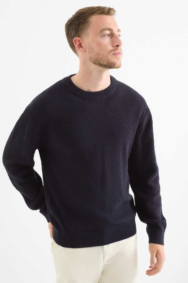 Herren - Pullover - strukturiert - dunkelblau