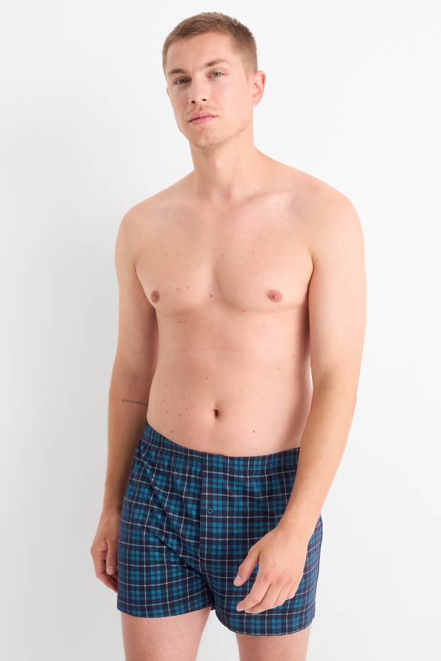 Hommes - Lot de 2 - caleçons - jersey - bleu foncé