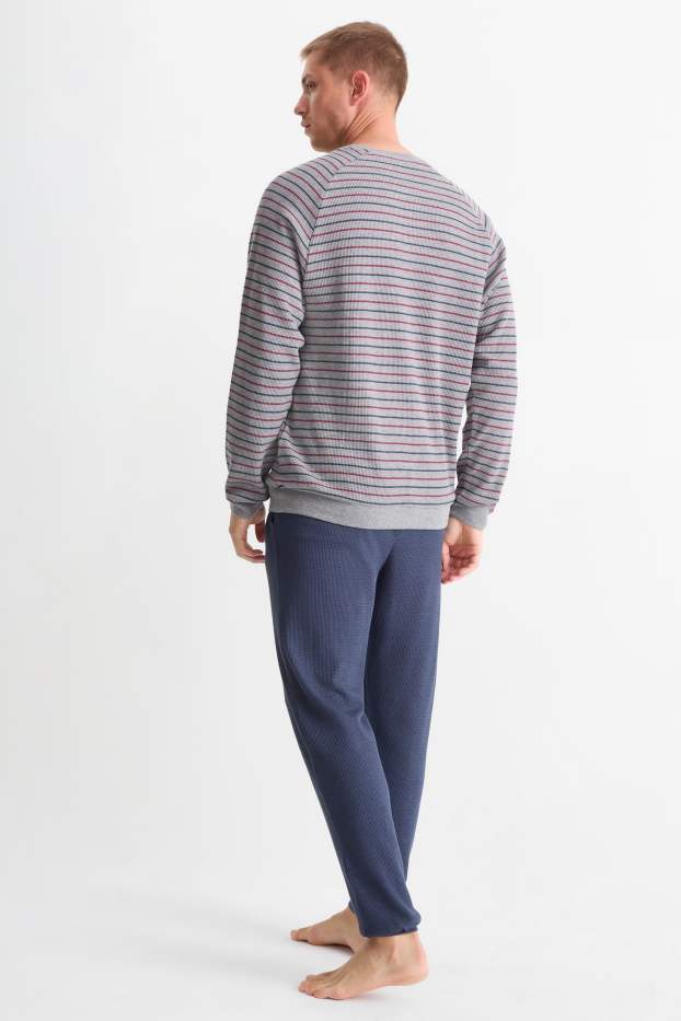 Men - Pyjamas - textured - dark gray