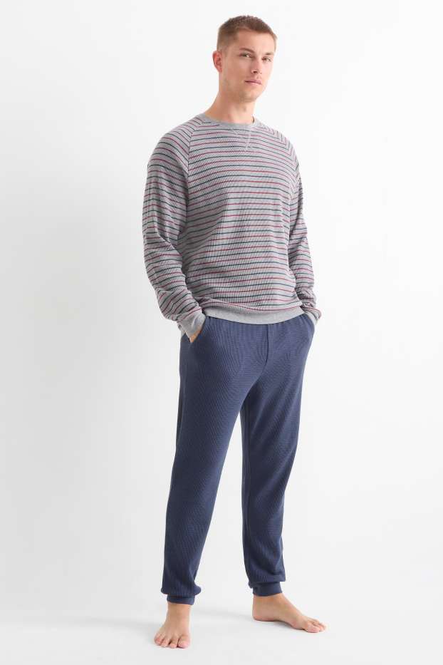 Men - Pyjamas - textured - dark gray