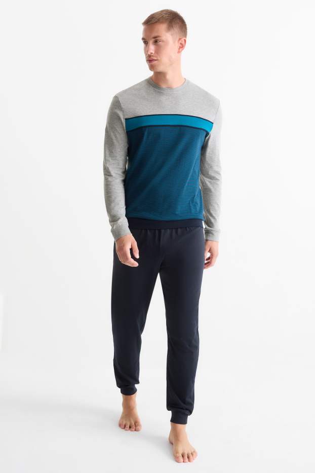 Uomo - Pigiama - grigio / blu scuro