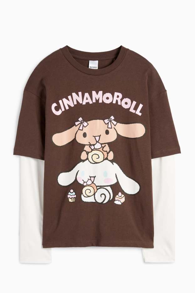 Nena - Cinnamoroll - samarreta de mànigues llargues - look 2 en 1 - marró fosc