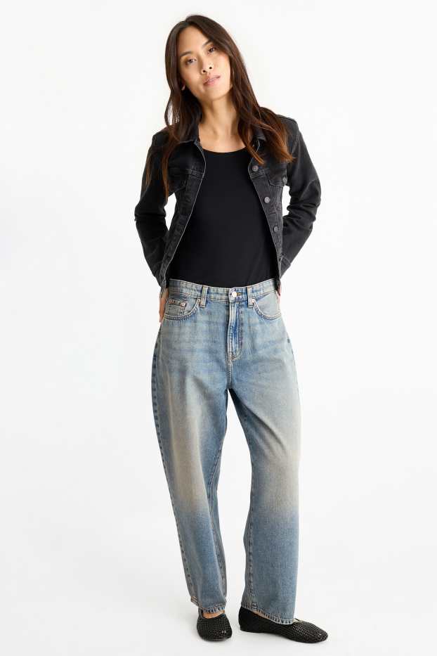 Femmes - Barrel jean - high waist - jean bleu clair