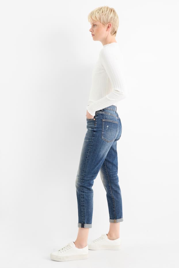 Femei - Boyfriend jeans - talie medie - LYCRA® - denim-albastru