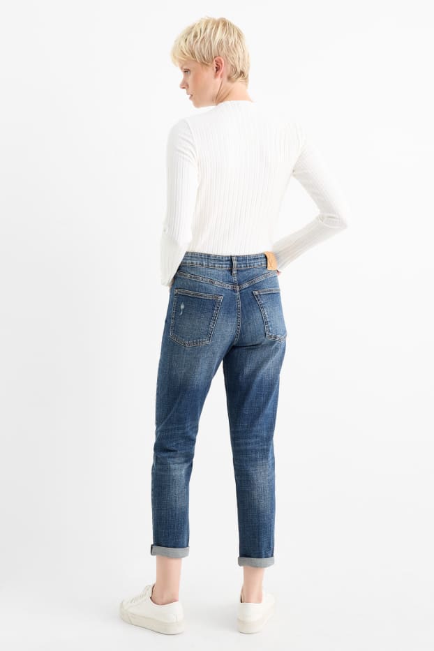 Femei - Boyfriend jeans - talie medie - LYCRA® - denim-albastru