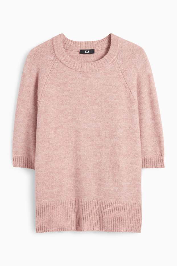 Damen - Strickpullover - kurzarm - pink