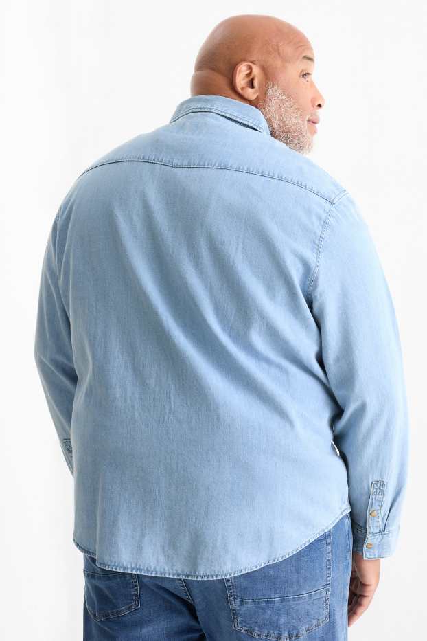 Bărbați - Cămașă din denim - regular fit - guler Kent - denim-albastru deschis