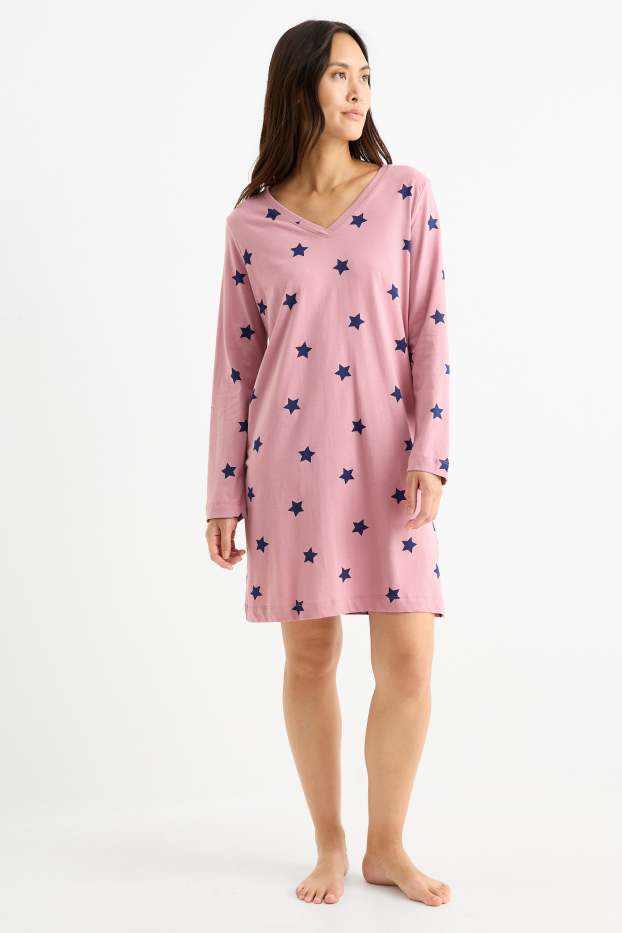 Women - Nightdress - patterned - pink
