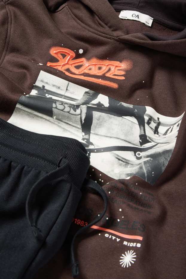Enfants garçons - Skateur - ensemble - sweat à capuche et pantalon de jogging - 2 pièces - noir