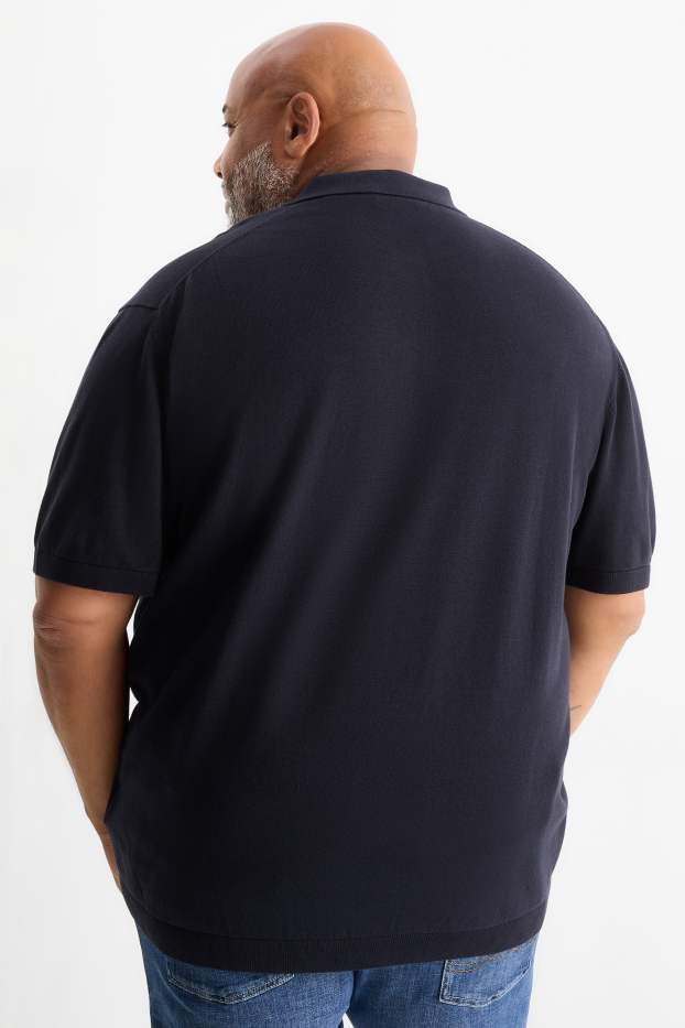 Herren - Strick-Poloshirt - dunkelblau