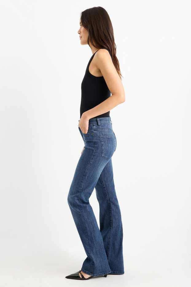 Women - Flared jeans - mid-rise waist - blue denim