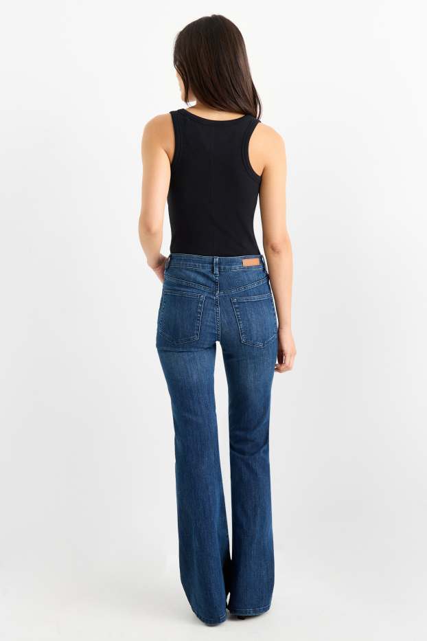 Women - Flared jeans - mid-rise waist - blue denim