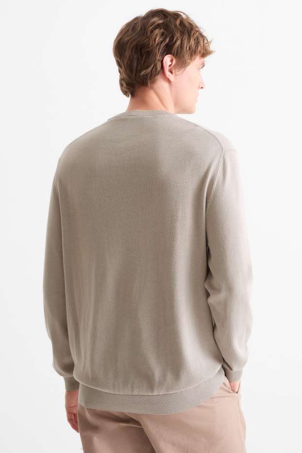 Uomo - Maglione in maglia fine - grigio