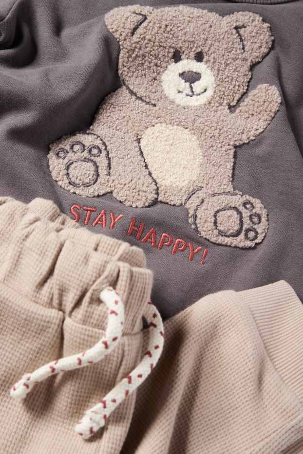 Baby Jungen - Bärchen - Baby-Outfit - 3 teilig - beige / braun