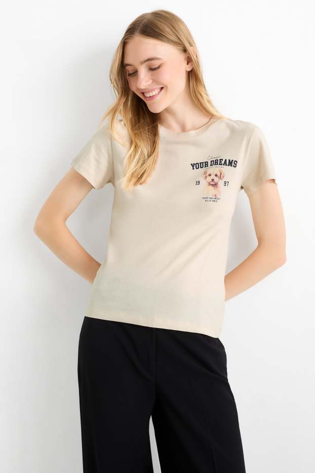 Dames - T-shirt - oversized - licht beige