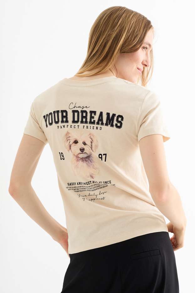 Dames - T-shirt - oversized - licht beige