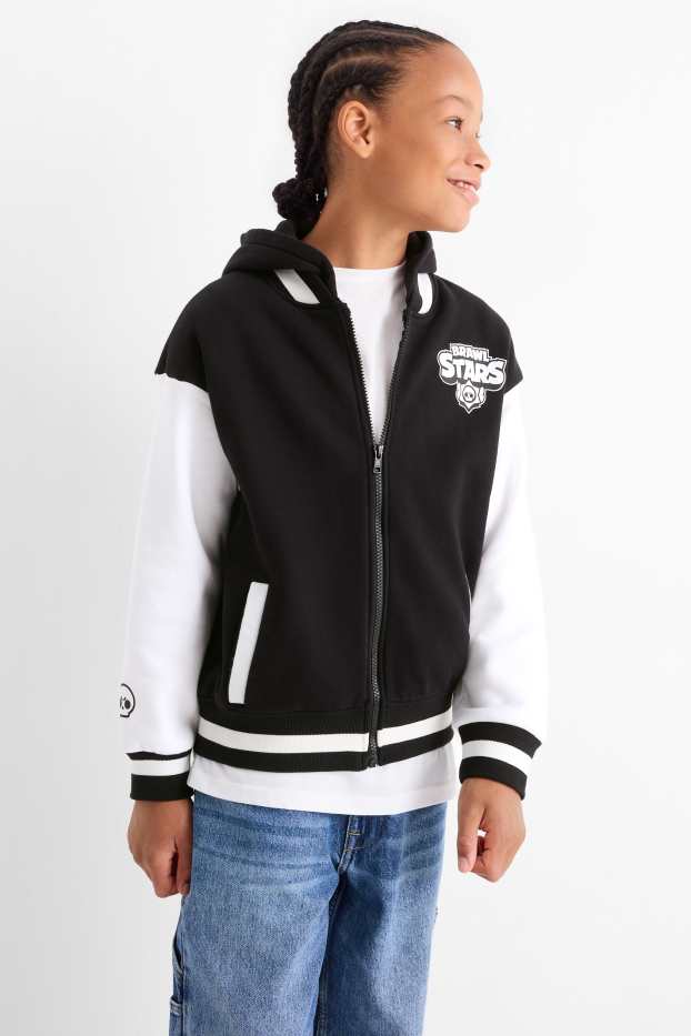 Children Boys - Brawl Stars - varsity jacket with hood - black