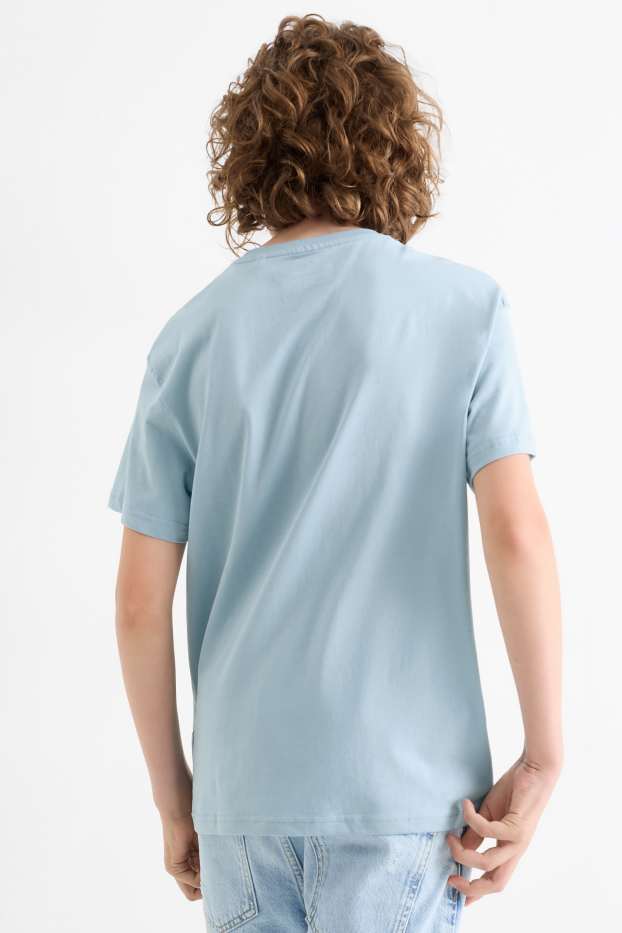 Kinder Buben - Minecraft - Kurzarmshirt - Glanz-Effekt - hellblau
