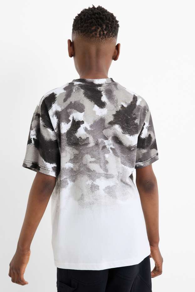 Kinder Jungen - Kurzarmshirt - gemustert - grau