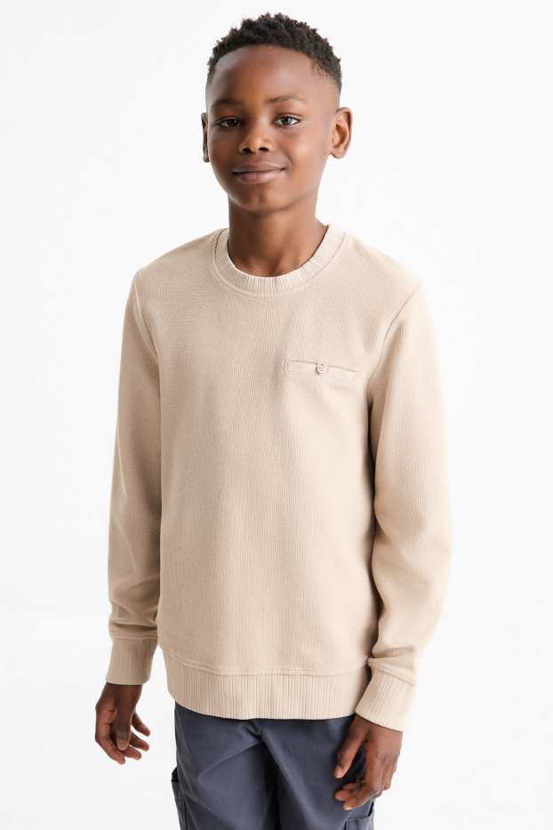 Bambini - Felpa - tessuto tramato - beige