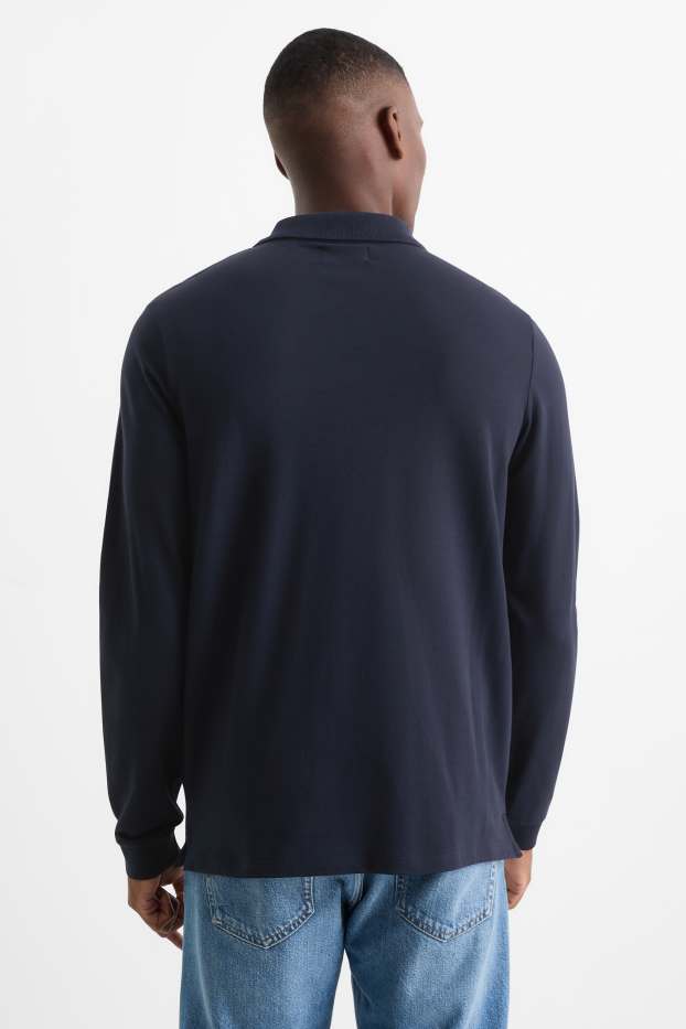 Pánské - Polokošile - slim fit - tmavomodrá