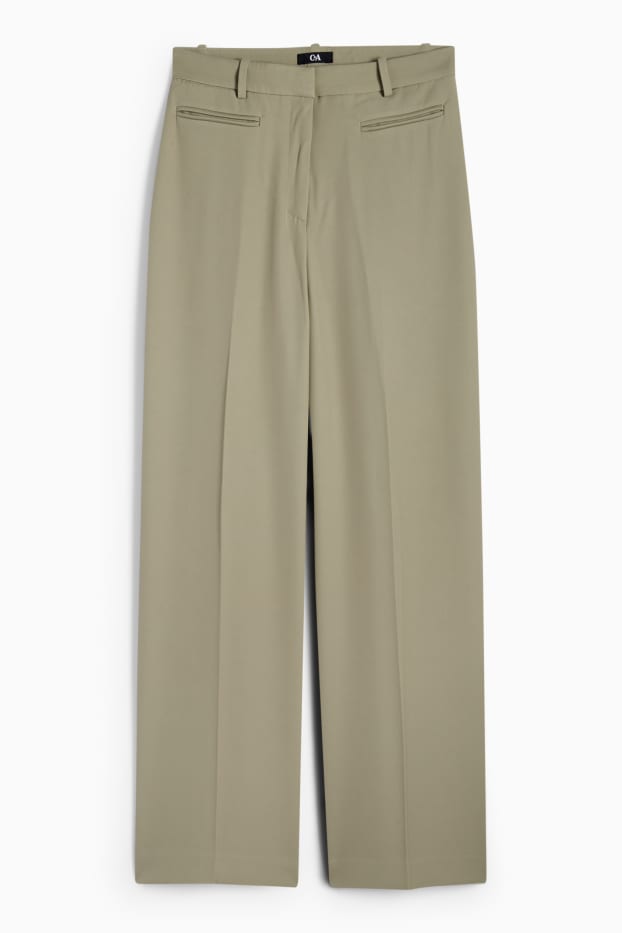 Dames - Business-broek - high waist - relaxed fit - kaki