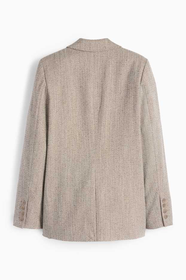 Damen - Longblazer - Regular Fit - strukturiert - grau-melange