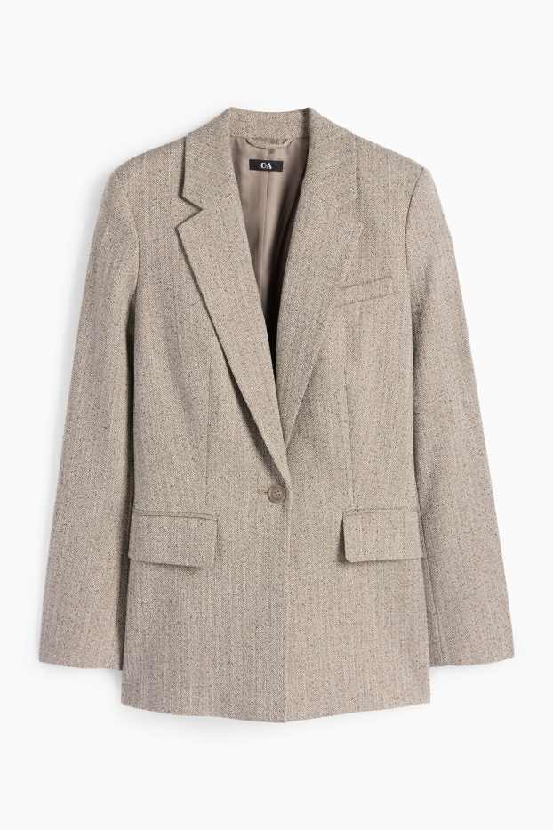 Damen - Longblazer - Regular Fit - strukturiert - grau-melange