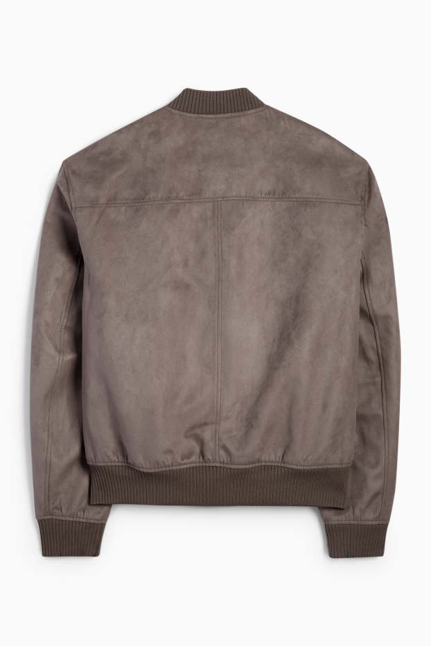 Bărbați - Jachetă de aviator - imitație de piele întoarsă - taupe