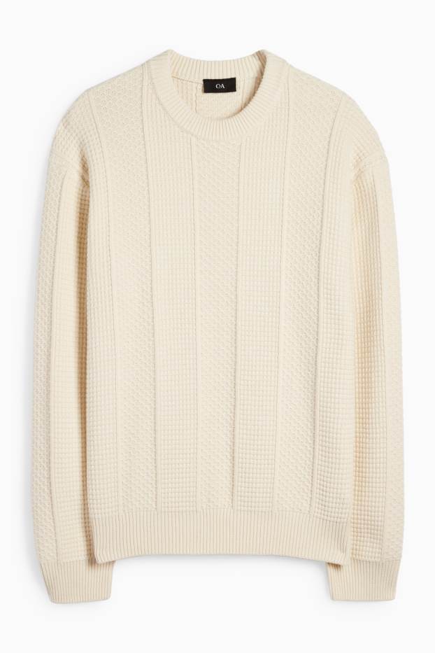 Herren - Pullover - strukturiert - cremeweiß