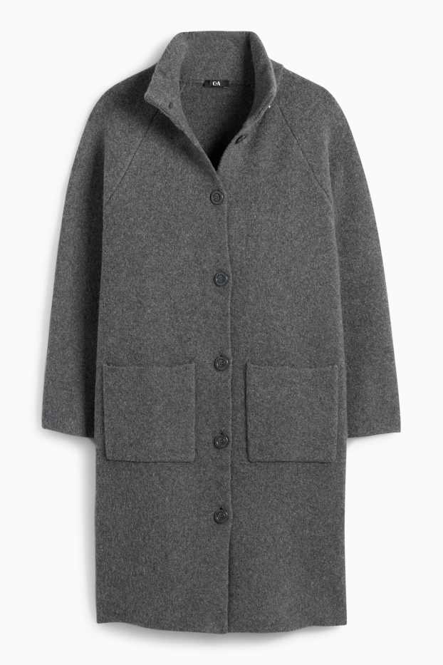 Damen - Lange Strickjacke - dunkelgrau